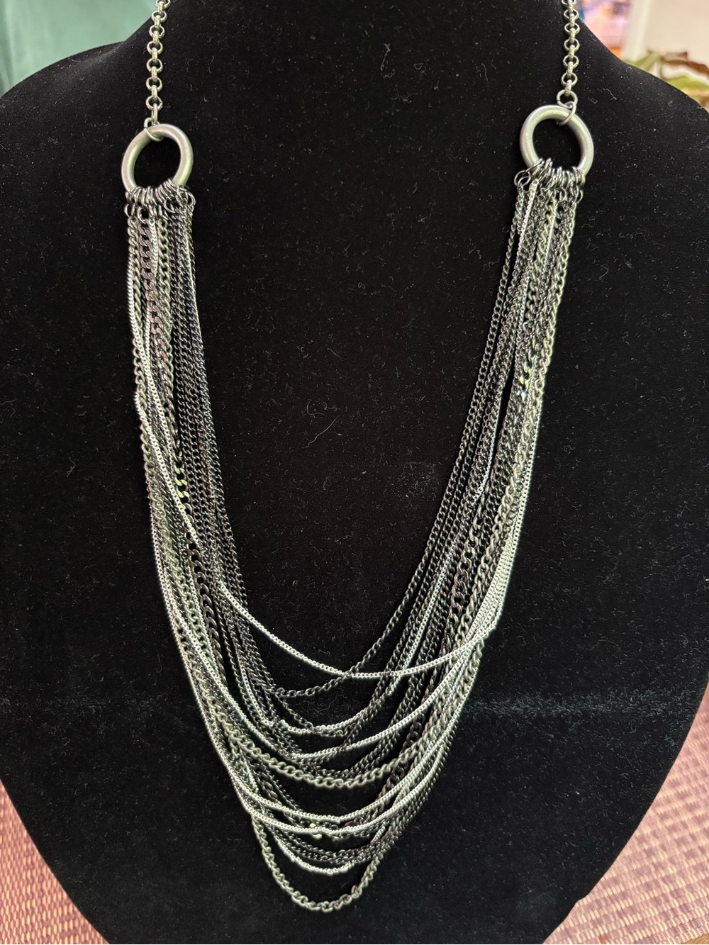 Simply Vera Wang Multi-Strand Gunmetal Layered Necklace